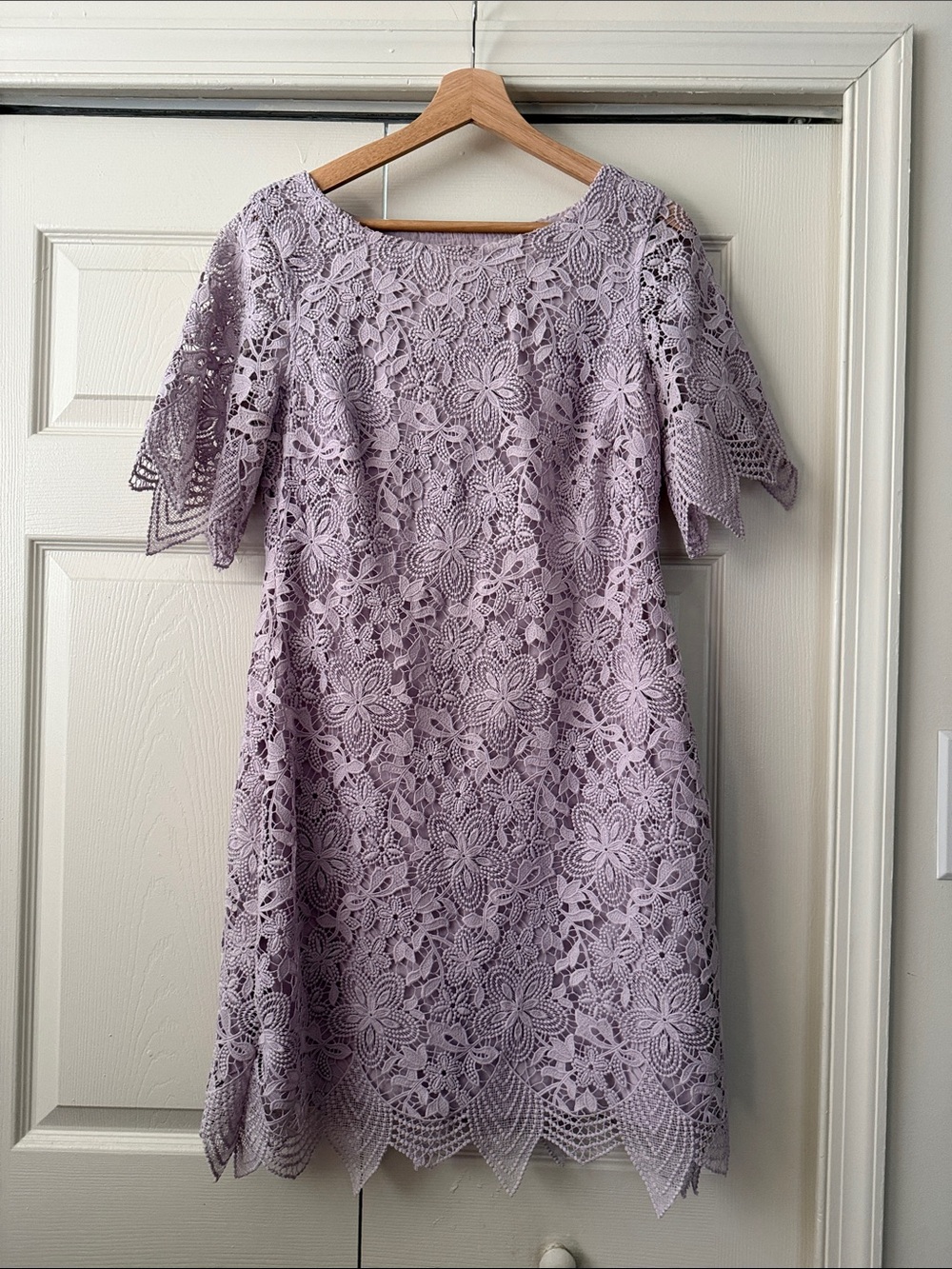 Anthropologie Lavender Crochet Floral Mini Dress